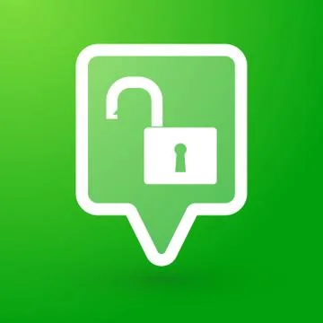 Square tooltip with an open lock Stock Illustration