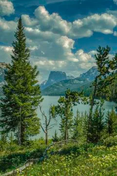 Square Top Mountain and Lower Green River Lake Stock Photos
