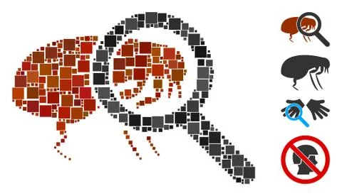 Square Total Flea Control Icon Vector Collage Stock Illustration