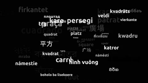 Square Translated in 65 Worldwide Languages Endless Looping 3d Zooming Wordcl Stock Footage 145198392