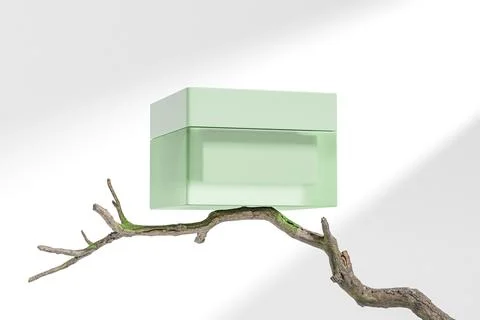 Square translucent acrylic cream jar mockup, luxury frosted glass skincare Stock Illustration