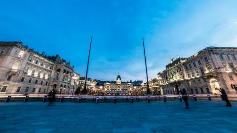 The square of Trieste during Christmas time Stock Photos