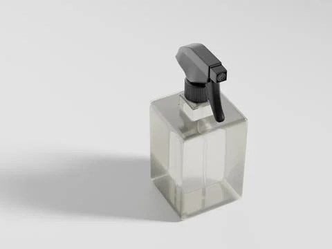 Square trigger spray bottle, clear PET plastic sprayer packaging Illustrazione stock