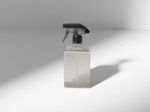 Square trigger spray bottle, clear PET plastic sprayer packaging Stock Illustration