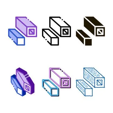 Square tubes metallurgical icon vector multipack Stock Illustration