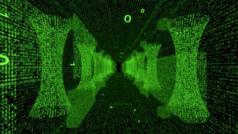 Square tunnel of binary codes Stock Footage 151780638