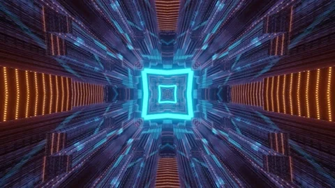 Square tunnel with changing ornament 3d illustration Stock Footage 160522963