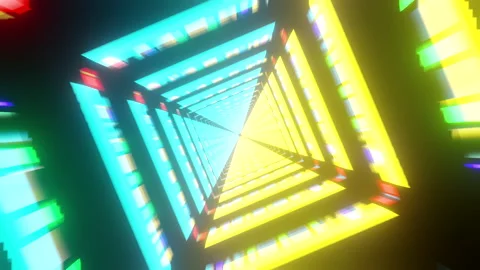 Square Tunnel Light 3D render Stockbeeldmateriaal 172883638