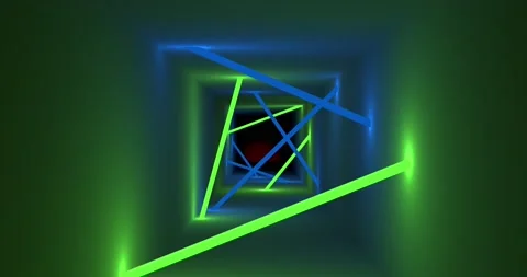 A square tunnel with neon lighting Stock Footage 146731078
