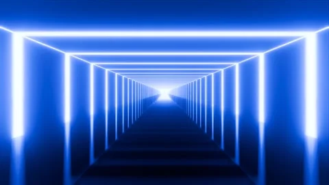 Square Tunnel with Reflection on Floor VJ Loop - Futuristic 4K Animation Blu Stock Footage 293430302