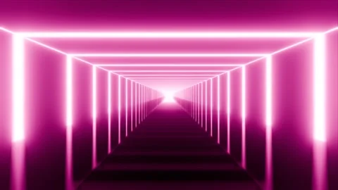 Square Tunnel with Reflection on Floor VJ Loop - Futuristic 4K Animation Pin Stock Footage 293430637