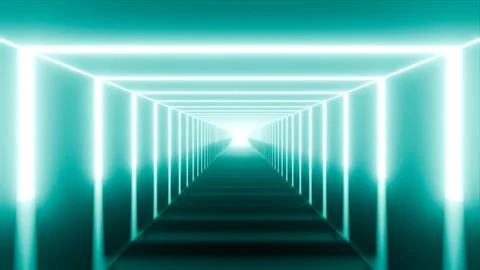 Square Tunnel with Reflection on Floor VJ Loop - Futuristic 4K Animation Tea Stock Footage 293430700