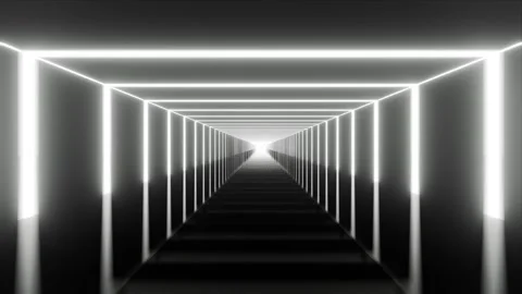 Square Tunnel with Reflection on Floor VJ Loop - Futuristic 4K Animation Whi Stock Footage 293430705