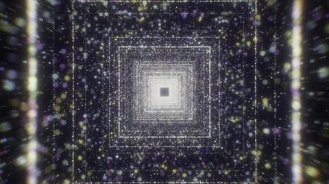 Square tunnel with sequins. Motion. Traffic in tunnel with lot of colorful Stock Illustration
