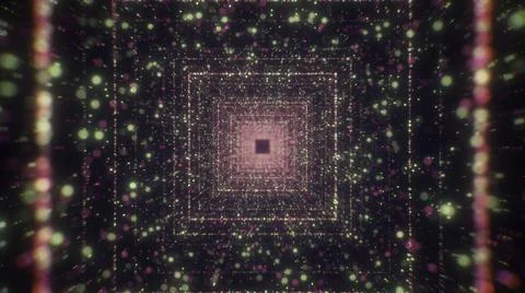 Square tunnel with sequins. Motion. Traffic in tunnel with lot of colorful Stock Illustration
