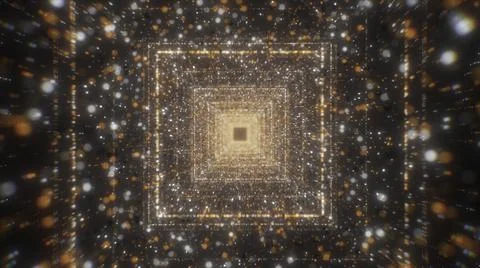 Square tunnel with sequins. Motion. Traffic in tunnel with lot of colorful Stock Illustration