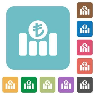 Square turkish Lira graph flat icons Stock Illustration