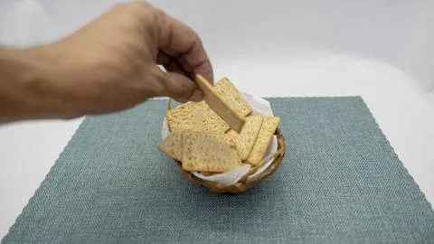 Square type crackers with salt Foto stock