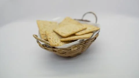 Square type crackers with salt Foto stock