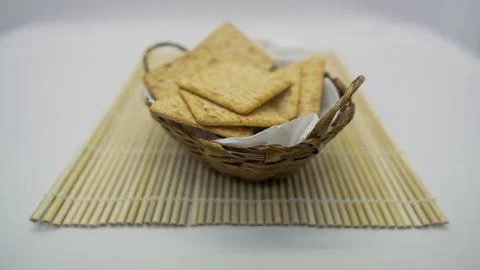 Square type crackers with salt Foto stock