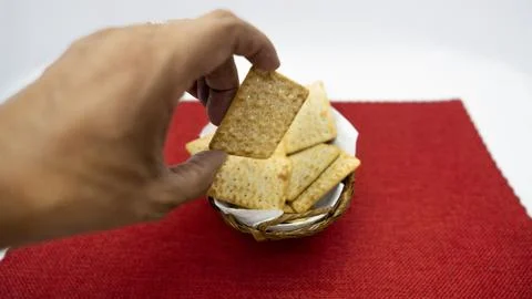 Square type crackers with salt Foto stock