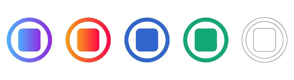 Square UI Element Icons in Gradient and Outline Versions Stock Illustration