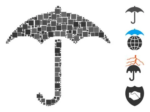 Square Umbrella Icon Vector Collage Stock Illustration