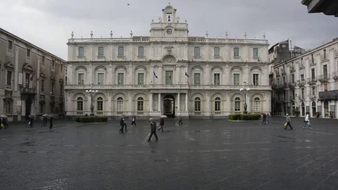 Square of universities Catania Sicily Stock Footage 73302405