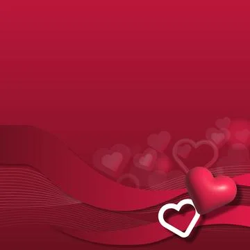 Square valentines day with gradient wavy lines and transparent hearts design Stock Illustration