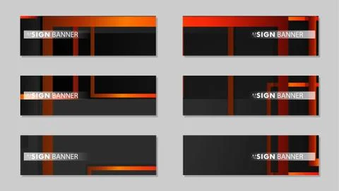 Square vector banner with a rectangular black orange gradient background 库存插图