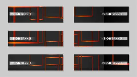 Square vector banner with a rectangular black orange gradient background Stock Illustration
