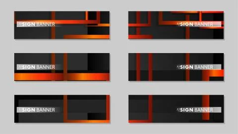 Square vector banner with a rectangular black orange gradient background Stock Illustration