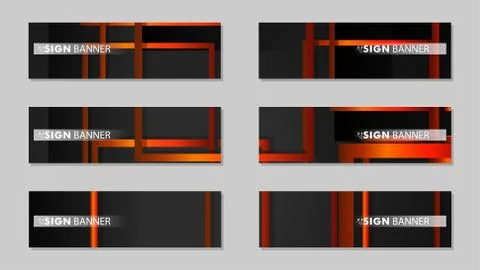 Square vector banner with a rectangular black orange gradient background Stock Illustration