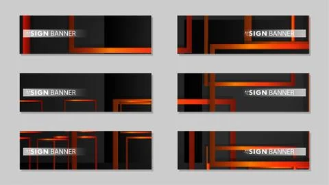 Square vector banner with a rectangular black orange gradient background Stock Illustration