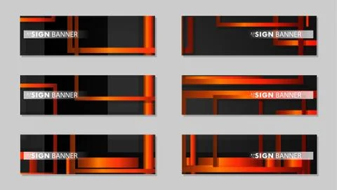 Square vector banner with a rectangular black orange gradient background Stock Illustration