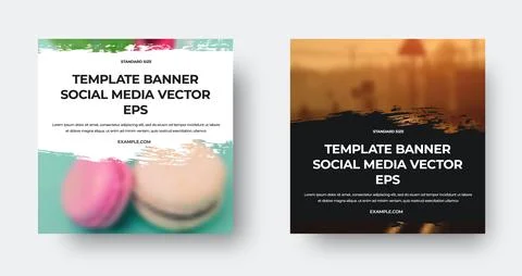 Square vector banner template, EPS, for social media, with a brush stroke in  Stock Illustration