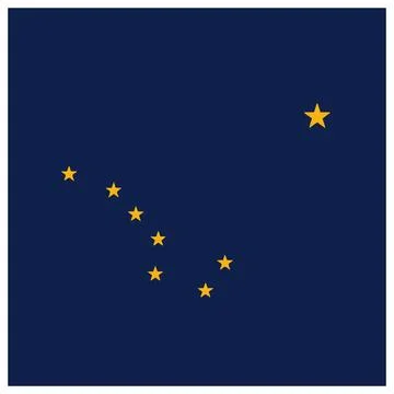 Square Vector Flag of Alaska, USA, Isolated on White Background Stock Illustration