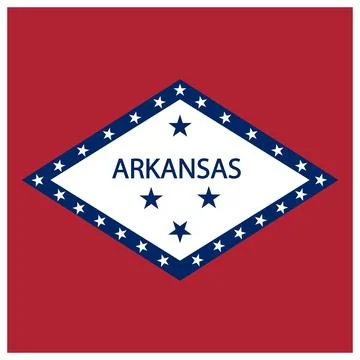 Square Vector Flag of Arkansas, USA, Isolated on White Background Illustrazione stock