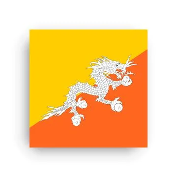 Square vector flag of Bhutan Stock Illustration