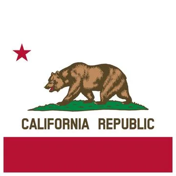 Square Vector Flag of California, USA, Isolated on Transparent Background Stock Illustration
