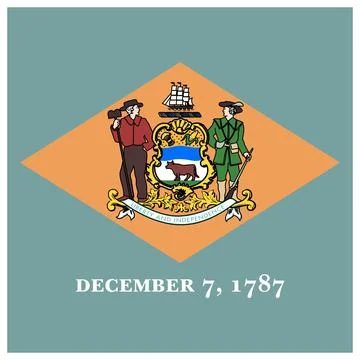 Square Vector Flag of Delaware, USA, Isolated on Transparent Background Stock Illustration