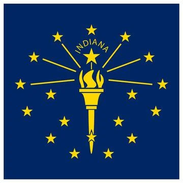 Square Vector Flag of Indiana, USA, Isolated on Transparent Background Stock Illustration