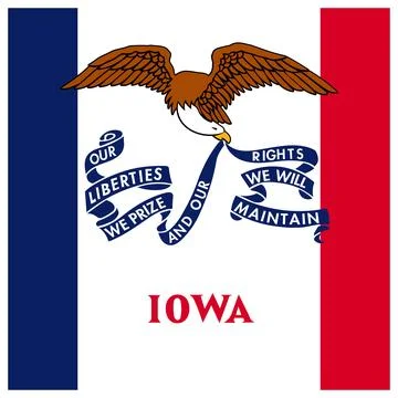 Square Vector Flag of Iowa, USA, Isolated on Transparent Background Stock Illustration