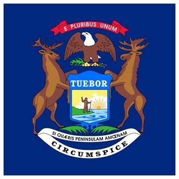 Square Vector Flag of Michigan, USA, Isolated on Transparent Background Stock Illustration