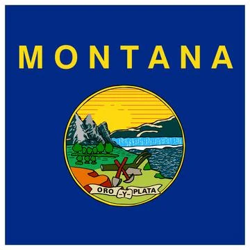 Square Vector Flag of Montana, USA, Isolated on White Background Stock Illustration