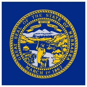 Square Vector Flag of Nebraska, USA, Isolated on White Background Stock-Illustration