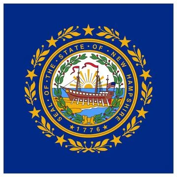 Square Vector Flag of New Hampshire, USA, Isolated on White Background Stock Illustration