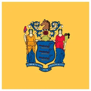 Square Vector Flag of New Jersey, USA, Isolated on White Background Stock Illustration