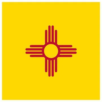 Square Vector Flag of New Mexico, USA, Isolated on White Background Stock Illustration