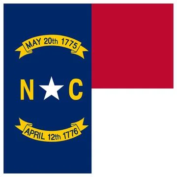 Square Vector Flag of North Carolina, USA, Isolated on White Background Stock Illustration